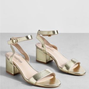 Gold Metallic Low Block Heels Size 10